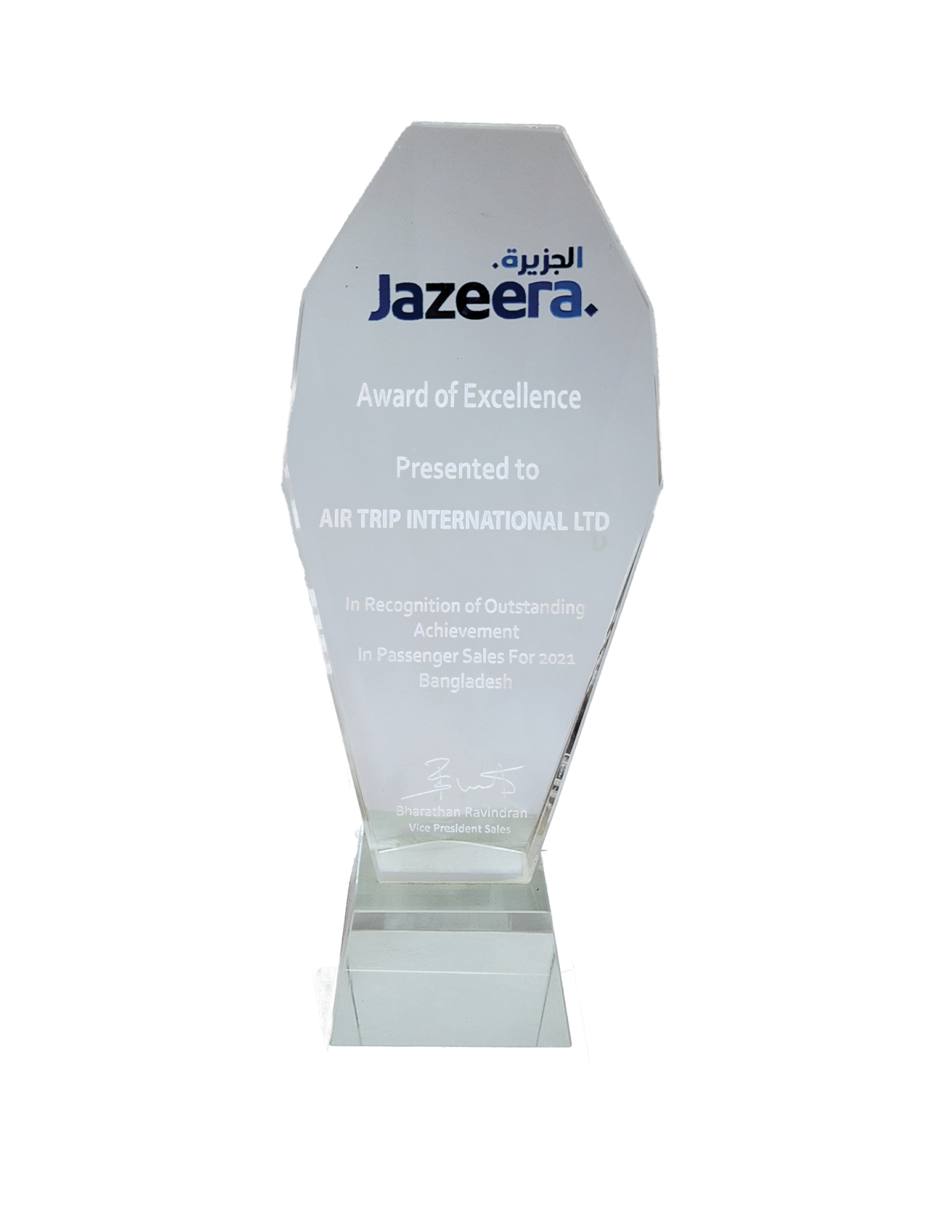 Excellence Award from Jazeera Airways 2021